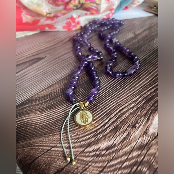 Amethyst Beaded Hamsa Mala - Picture 4 of 5